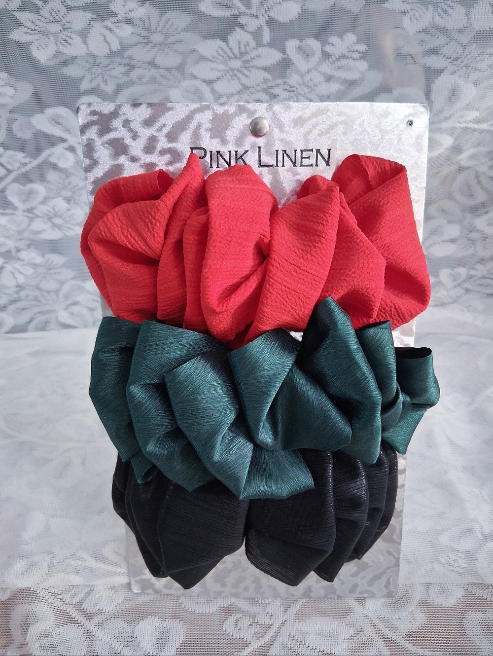 Vintage 90s 3-pack Of Large Ruffle Barrettes French Snap Closure